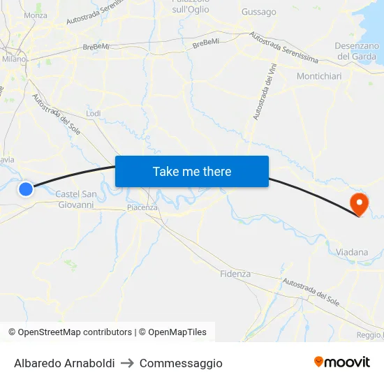 Albaredo Arnaboldi to Commessaggio map