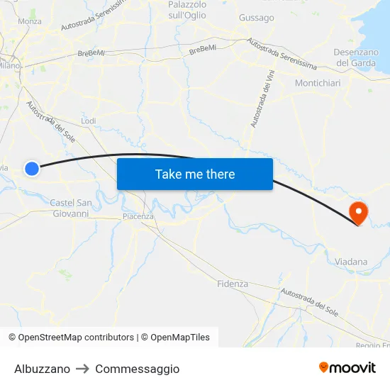 Albuzzano to Commessaggio map