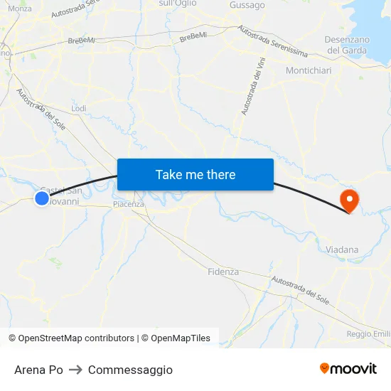 Arena Po to Commessaggio map