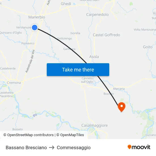 Bassano Bresciano to Commessaggio map