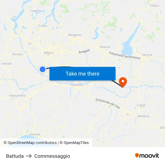 Battuda to Commessaggio map