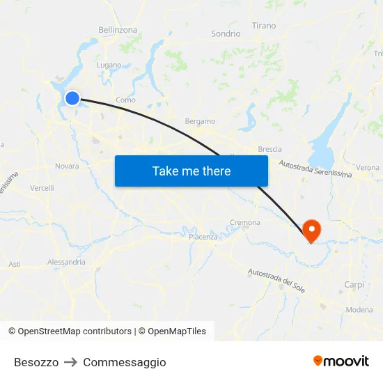 Besozzo to Commessaggio map