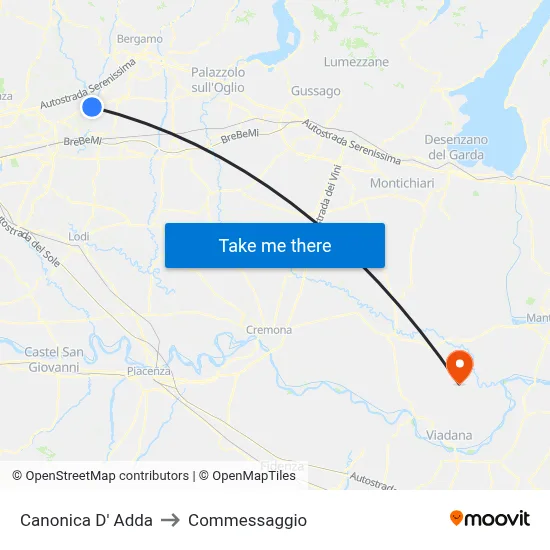 Canonica d'Adda to Commessaggio map