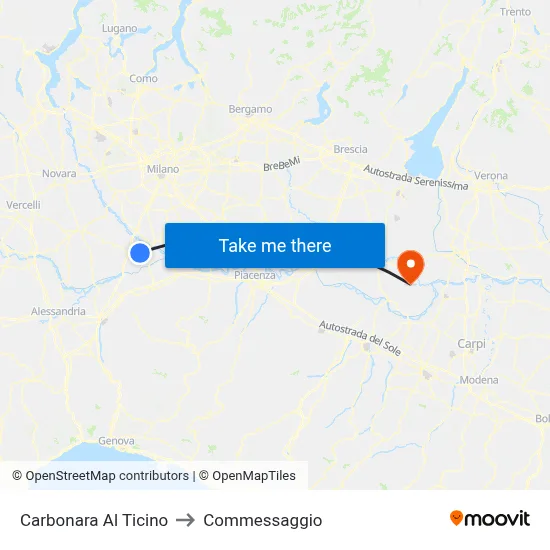 Carbonara Al Ticino to Commessaggio map