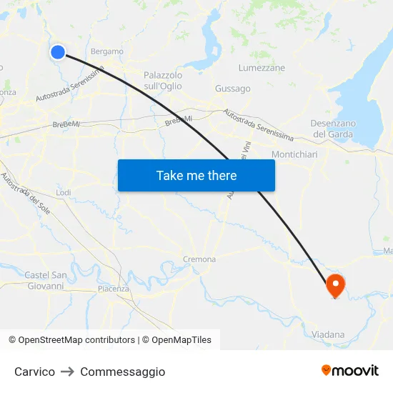Carvico to Commessaggio map