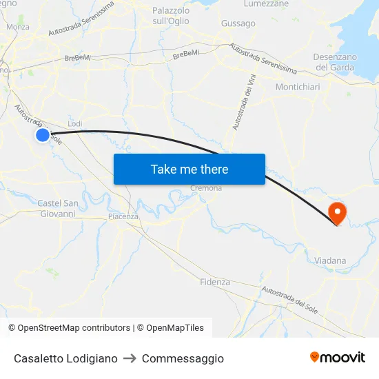Casaletto Lodigiano to Commessaggio map