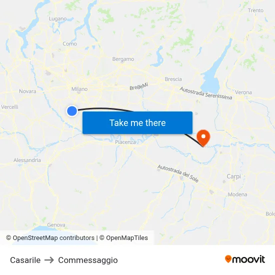 Casarile to Commessaggio map