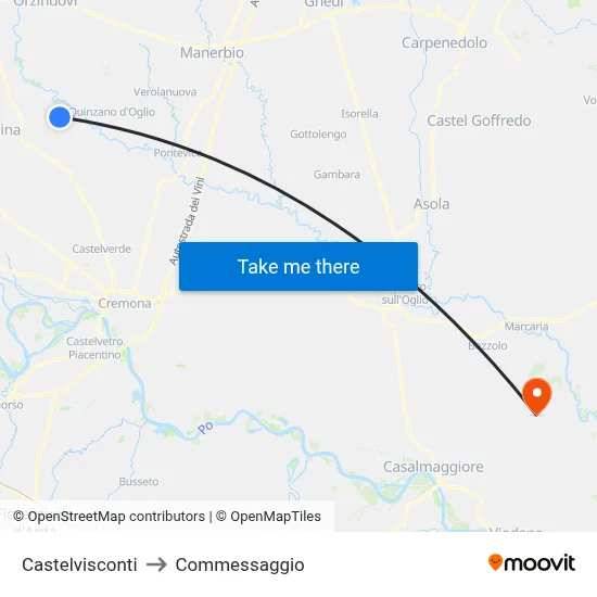 Castelvisconti to Commessaggio map