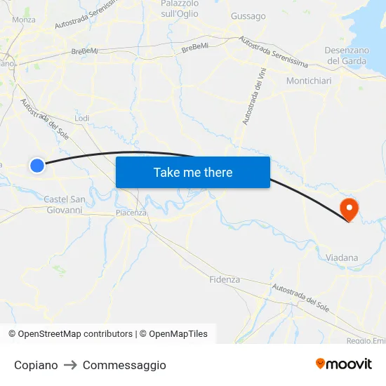 Copiano to Commessaggio map