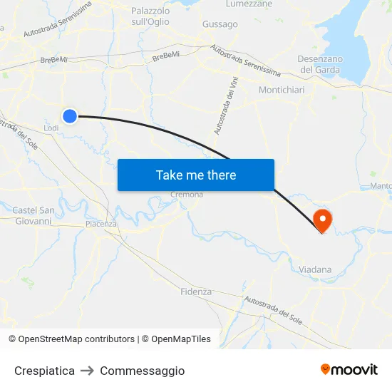 Crespiatica to Commessaggio map