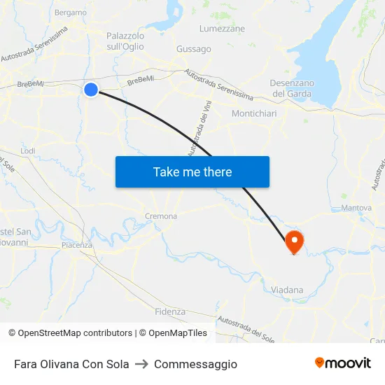 Fara Olivana Con Sola to Commessaggio map