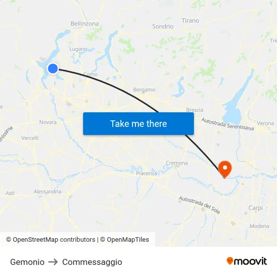 Gemonio to Commessaggio map