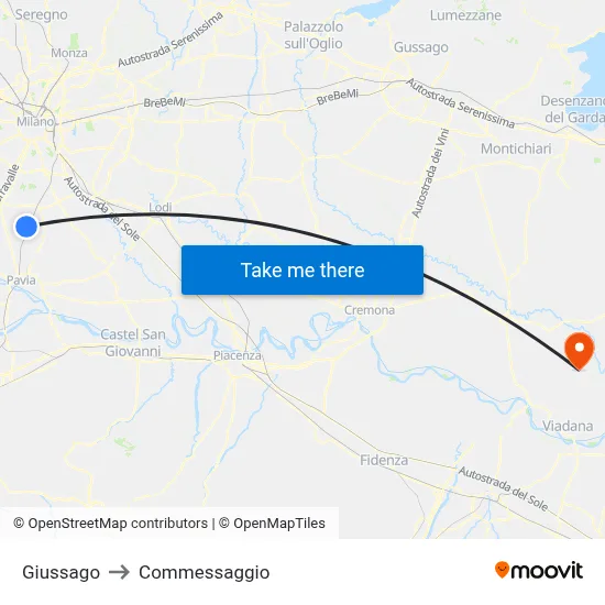 Giussago to Commessaggio map