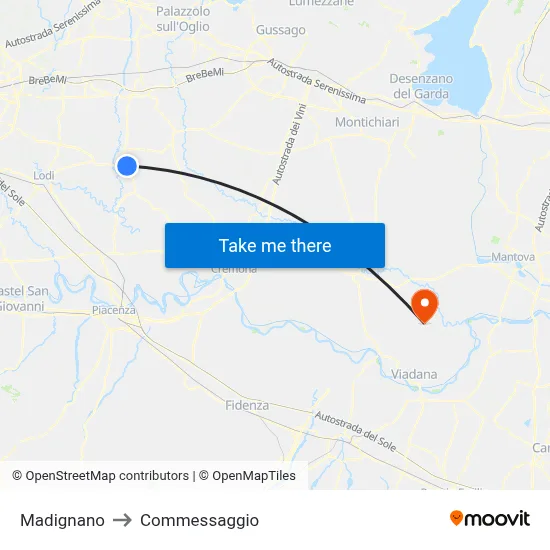 Madignano to Commessaggio map