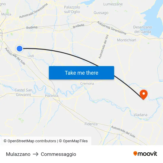 Mulazzano to Commessaggio map