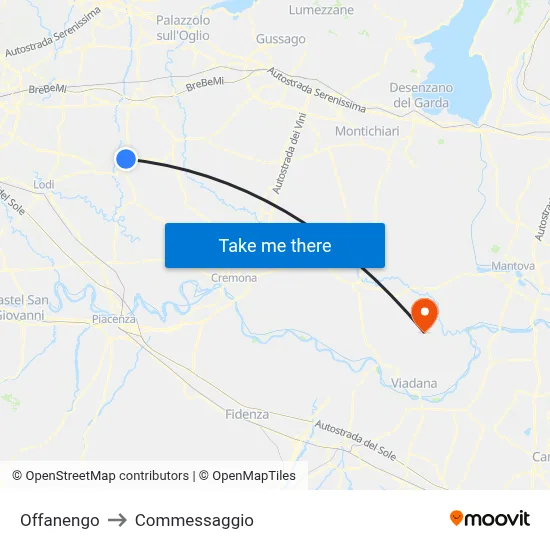 Offanengo to Commessaggio map