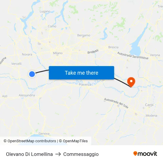 Olevano Di Lomellina to Commessaggio map