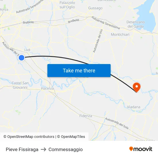 Pieve Fissiraga to Commessaggio map