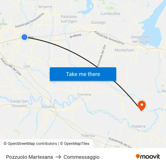Pozzuolo Martesana to Commessaggio map