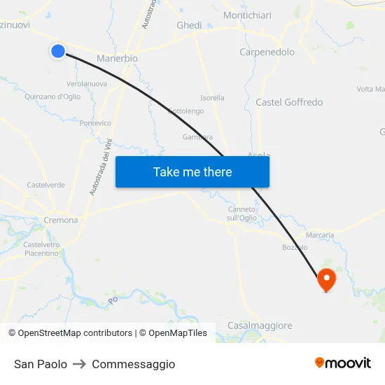 San Paolo to Commessaggio map