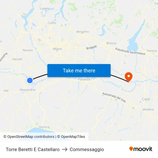 Torre Beretti e Castellaro to Commessaggio map