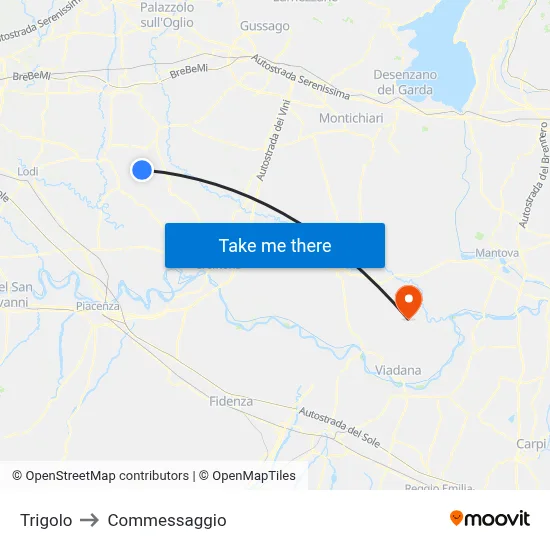 Trigolo to Commessaggio map