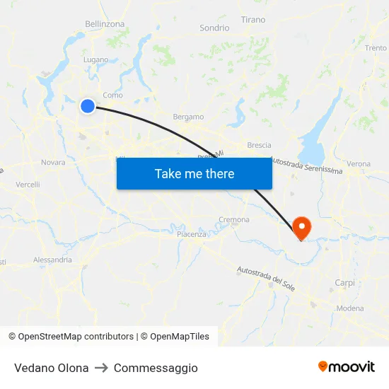 Vedano Olona to Commessaggio map
