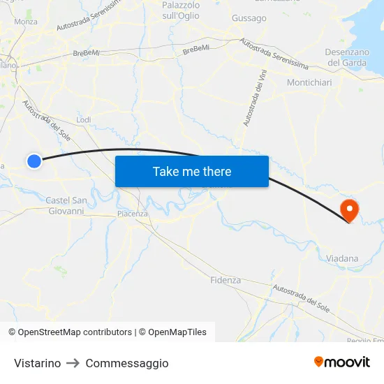 Vistarino to Commessaggio map