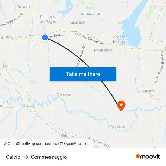 Calcio to Commessaggio map
