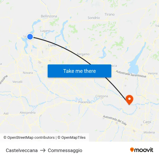 Castelveccana to Commessaggio map