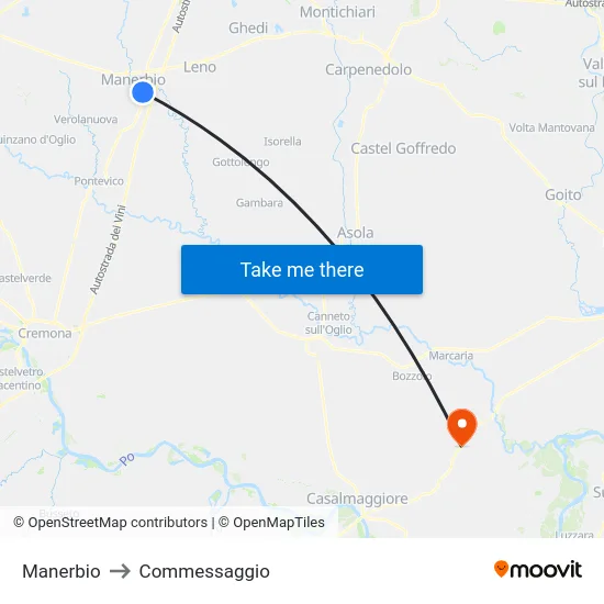 Manerbio to Commessaggio map