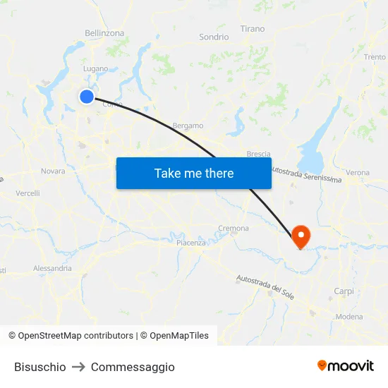 Bisuschio to Commessaggio map
