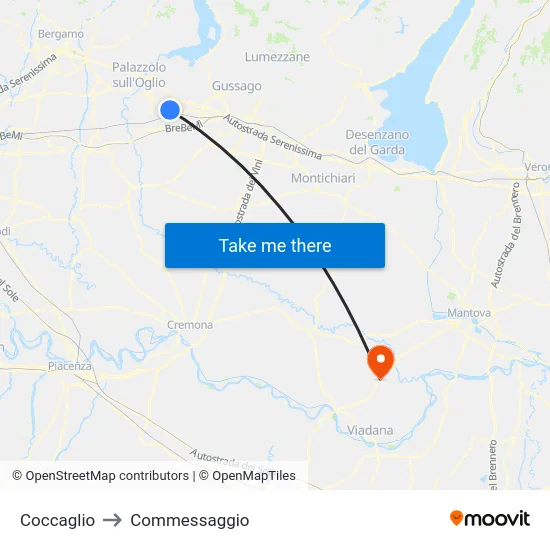Coccaglio to Commessaggio map