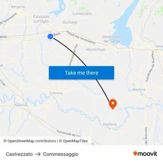 Castrezzato to Commessaggio map