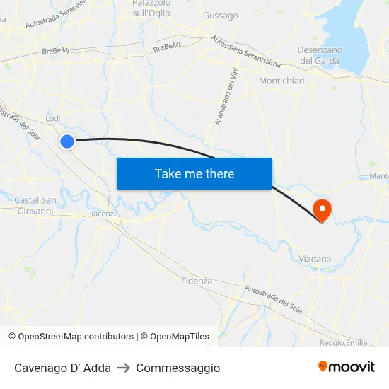 Cavenago D' Adda to Commessaggio map