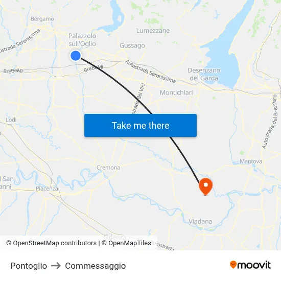 Pontoglio to Commessaggio map