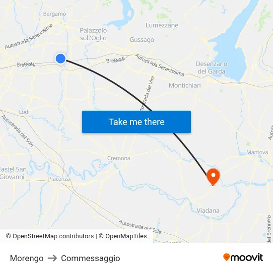 Morengo to Commessaggio map