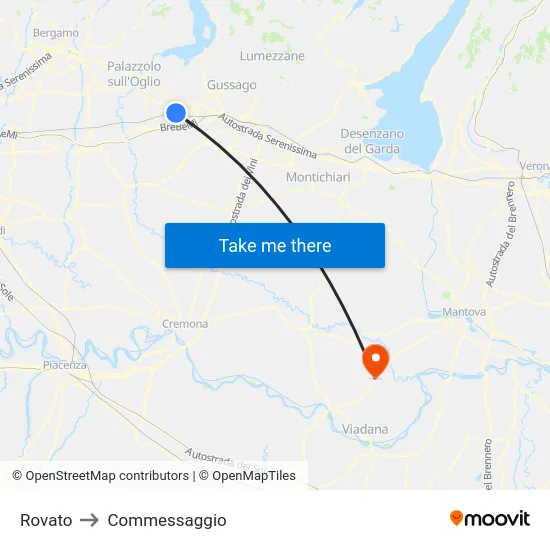 Rovato to Commessaggio map