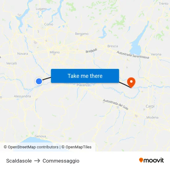 Scaldasole to Commessaggio map
