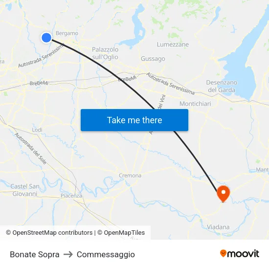 Bonate Sopra to Commessaggio map