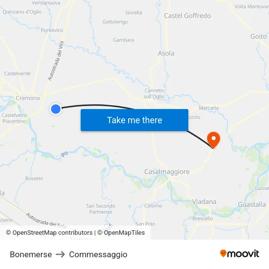 Bonemerse to Commessaggio map