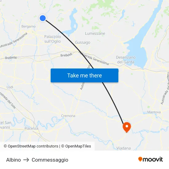 Albino to Commessaggio map