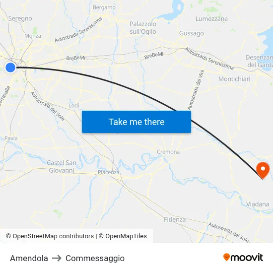Amendola to Commessaggio map