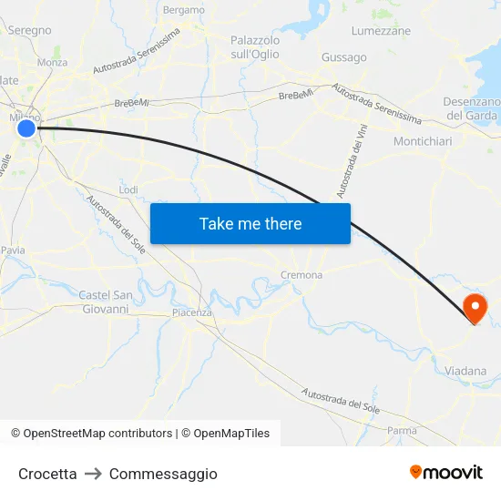 Crocetta to Commessaggio map