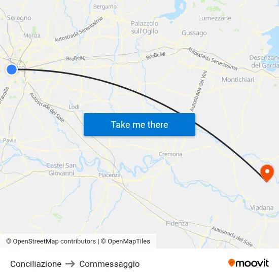 Conciliation to Commessaggio map
