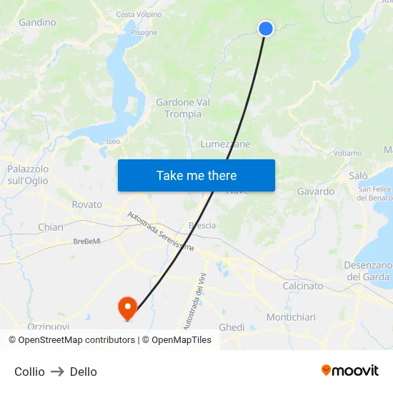 Collio to Dello map