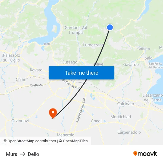 Mura to Dello map