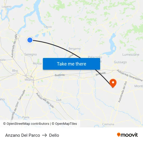 Anzano Del Parco to Dello map