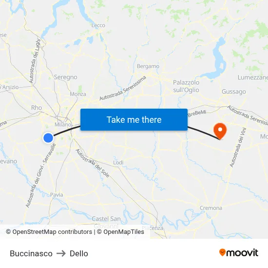 Buccinasco to Dello map