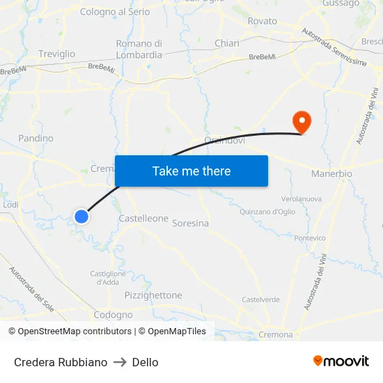Credera Rubbiano to Dello map